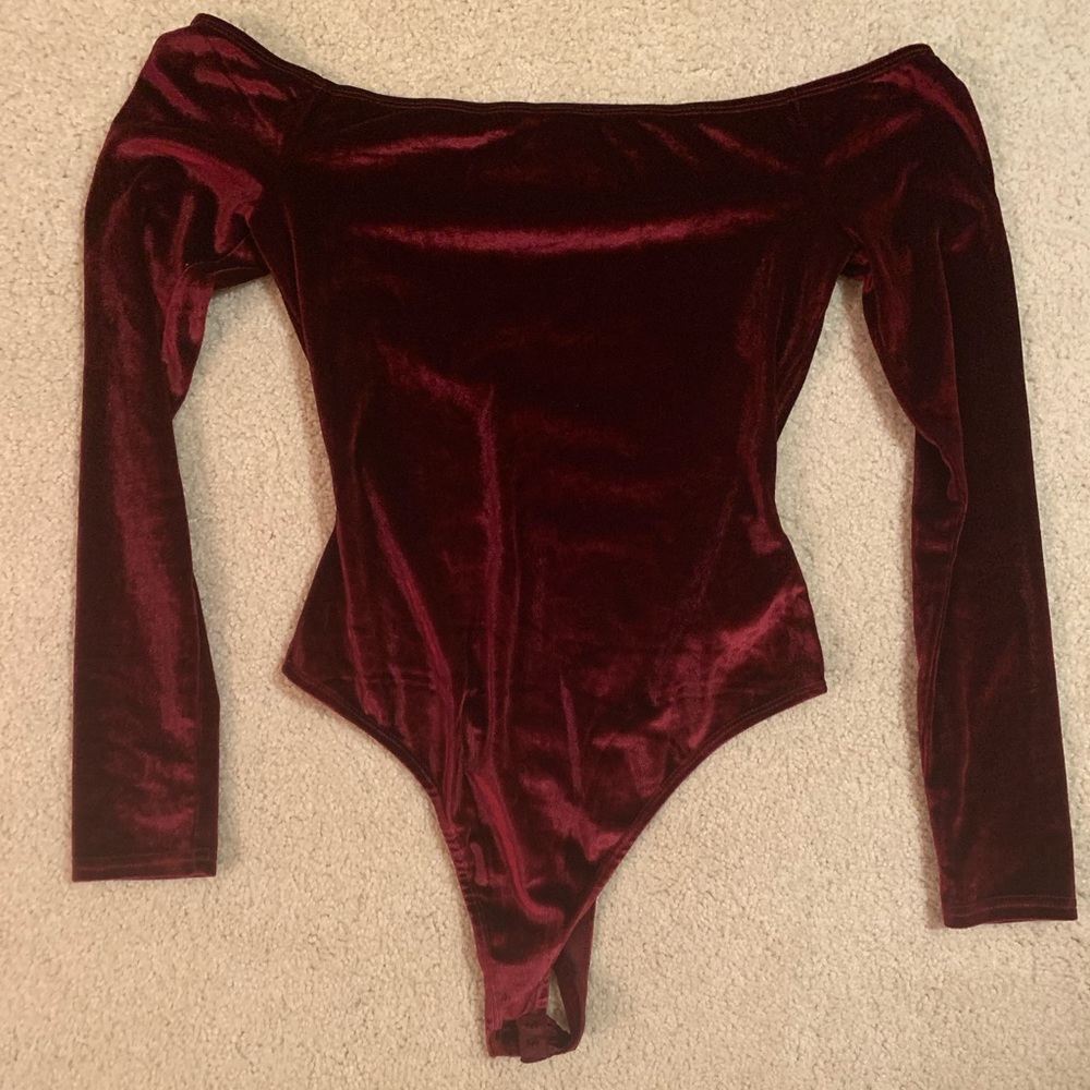 tobi maroon velvet bodysuit
